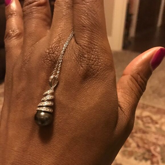Genuine Tahitian Pearl Topaz Pendant Necklace - Picture 1 of 4
